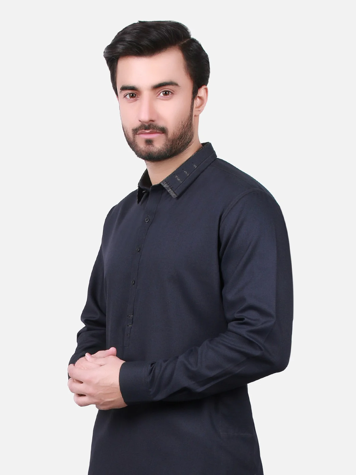 Men's Navy Blue Shalwar Kameez - EMTSW18W-9727 - Image 2