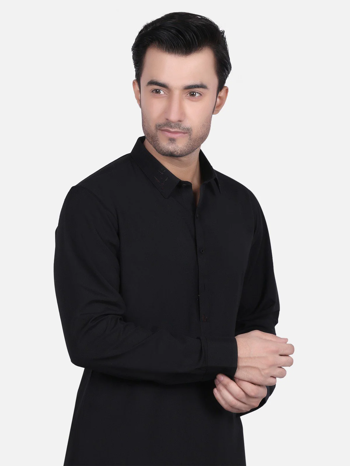 Men's Black Shalwar Kameez - EMTSW19S-9684 - Image 2