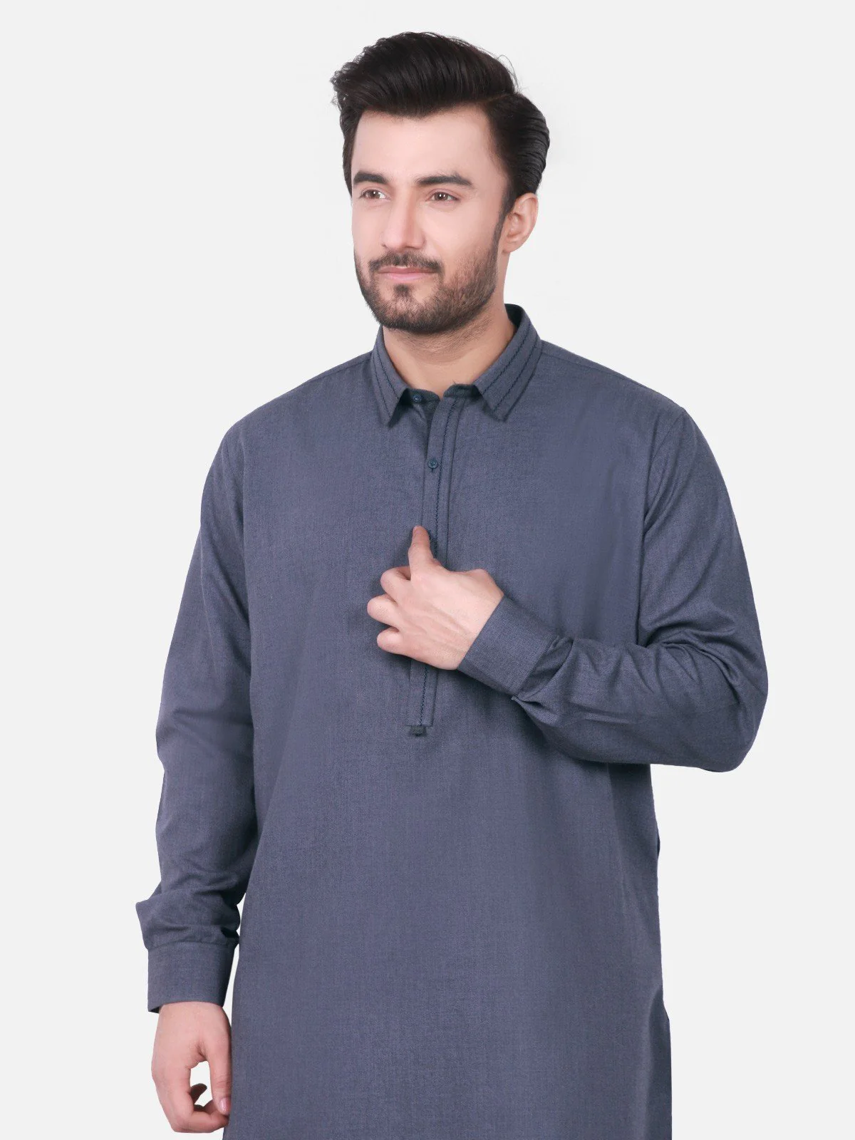 Men's Greyish Blue Shalwar Kameez - EMTSW19S-9716 - Image 2