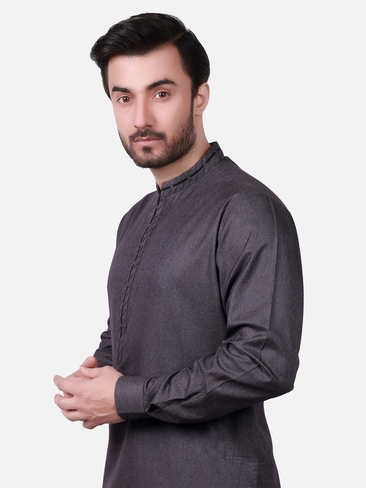 Men's Charcoal Shalwar Kameez - EMTSW19S-9717 - Image 2