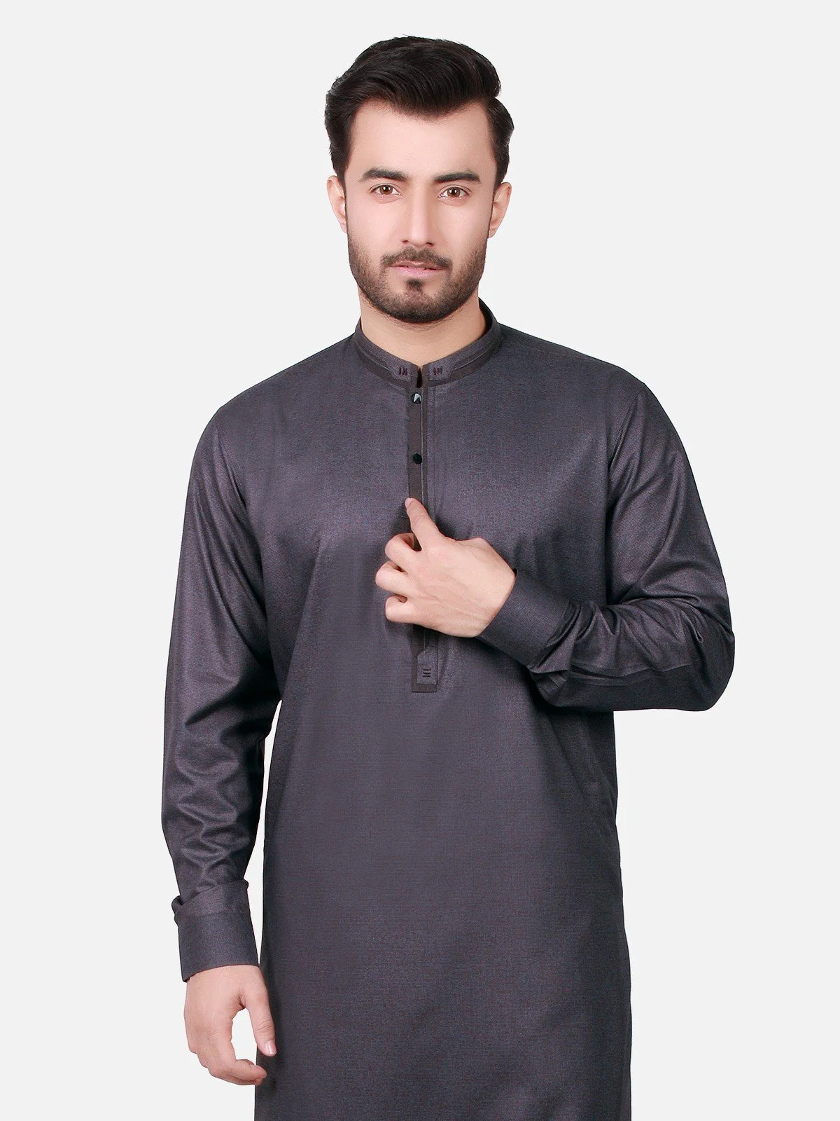 Men's Dark Grey Shalwar Kameez - EMTSW19S-9719 - Image 2