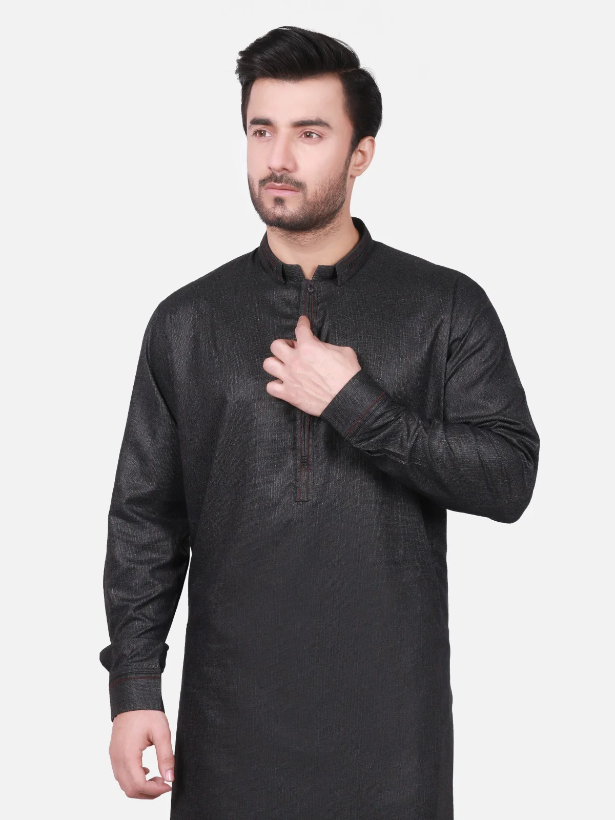 Men's Charcoal Shalwar Kameez - EMTSW19S-9729 - Image 2