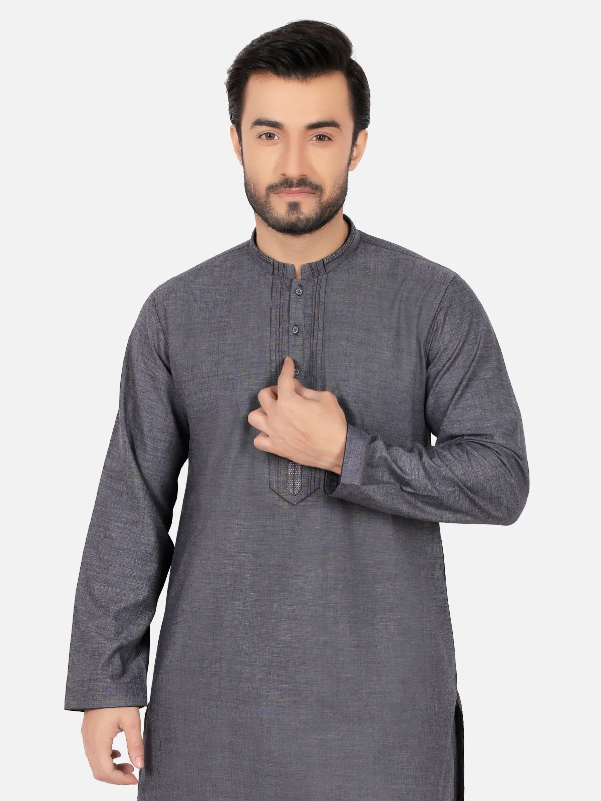 Men's Dark Grey Shalwar Kameez - EMTSW19S-9745 - Image 2