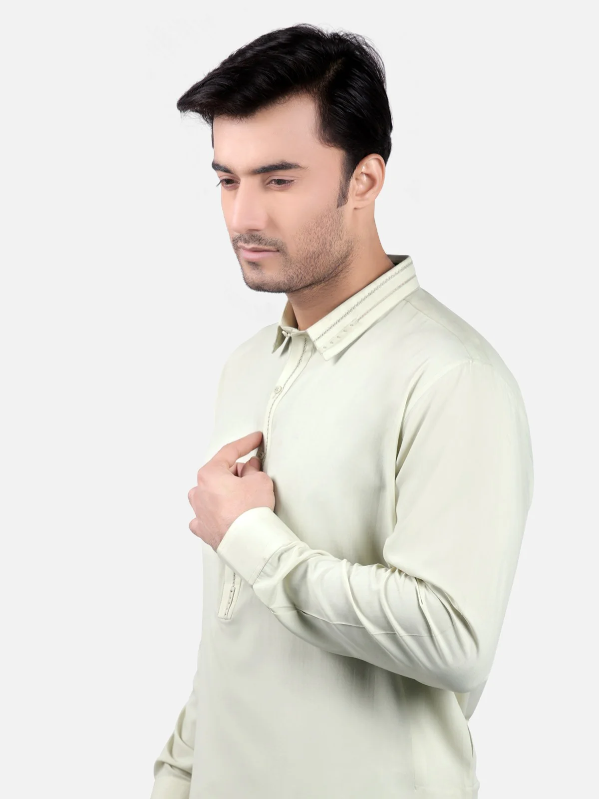 Men's Cream Shalwar Kameez - EMTSW19S-9748 - Image 2