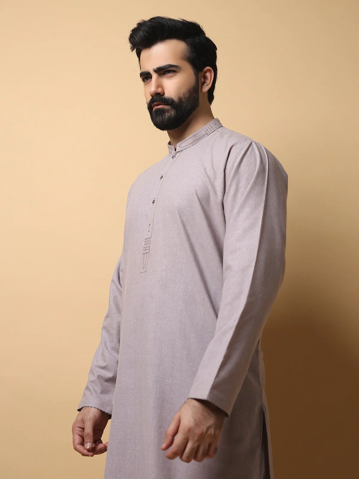 Men's Light Lavender Shalwar Kameez - EMTSW19S-9779 - Image 3