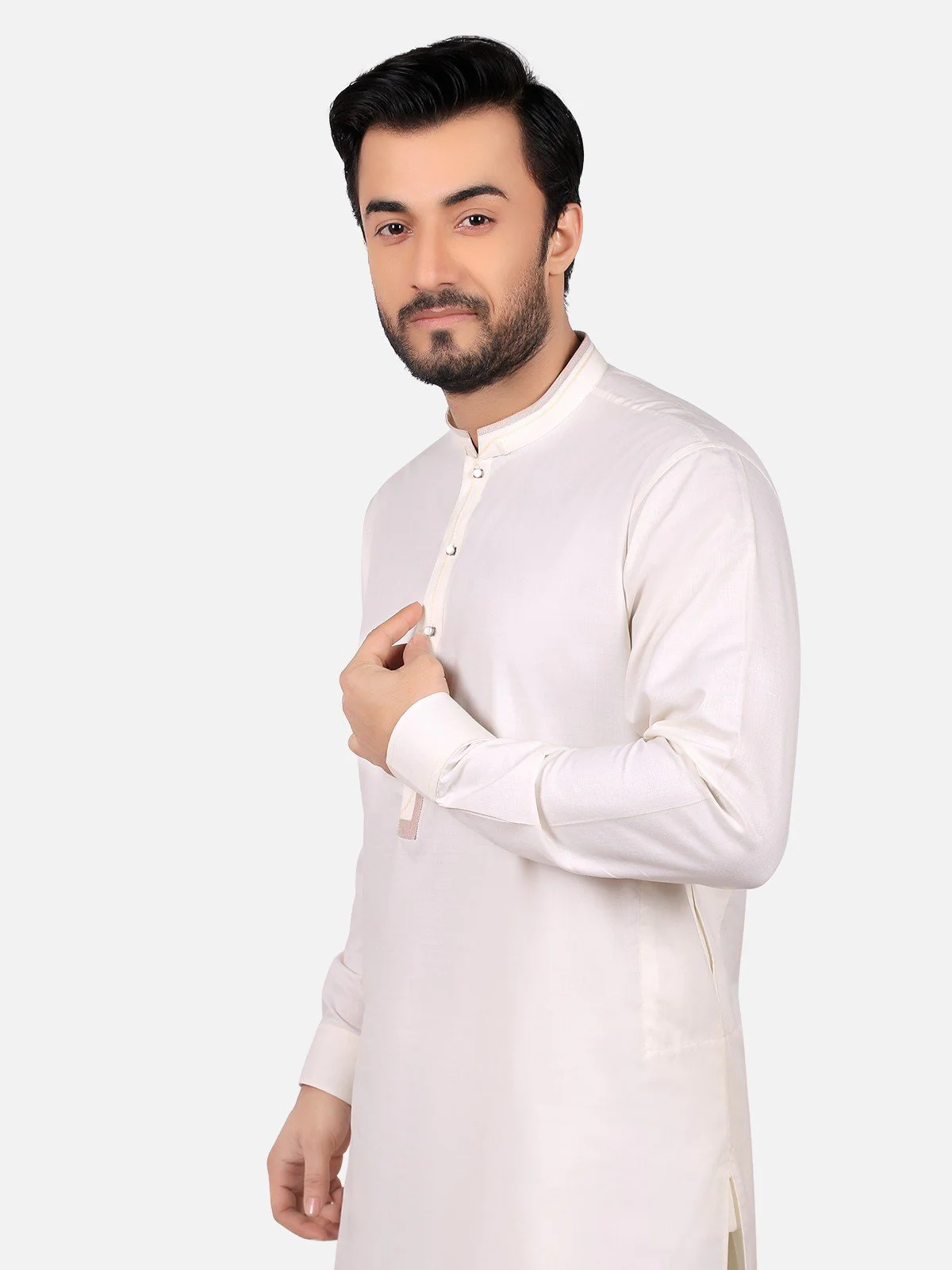 Men's Cream Shalwar Kameez - EMTSW19S-9782 - Image 2