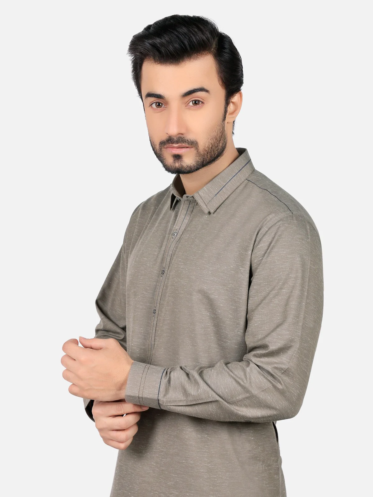 Men's Dull Green Shalwar Kameez - EMTSW19S-9785 - Image 2