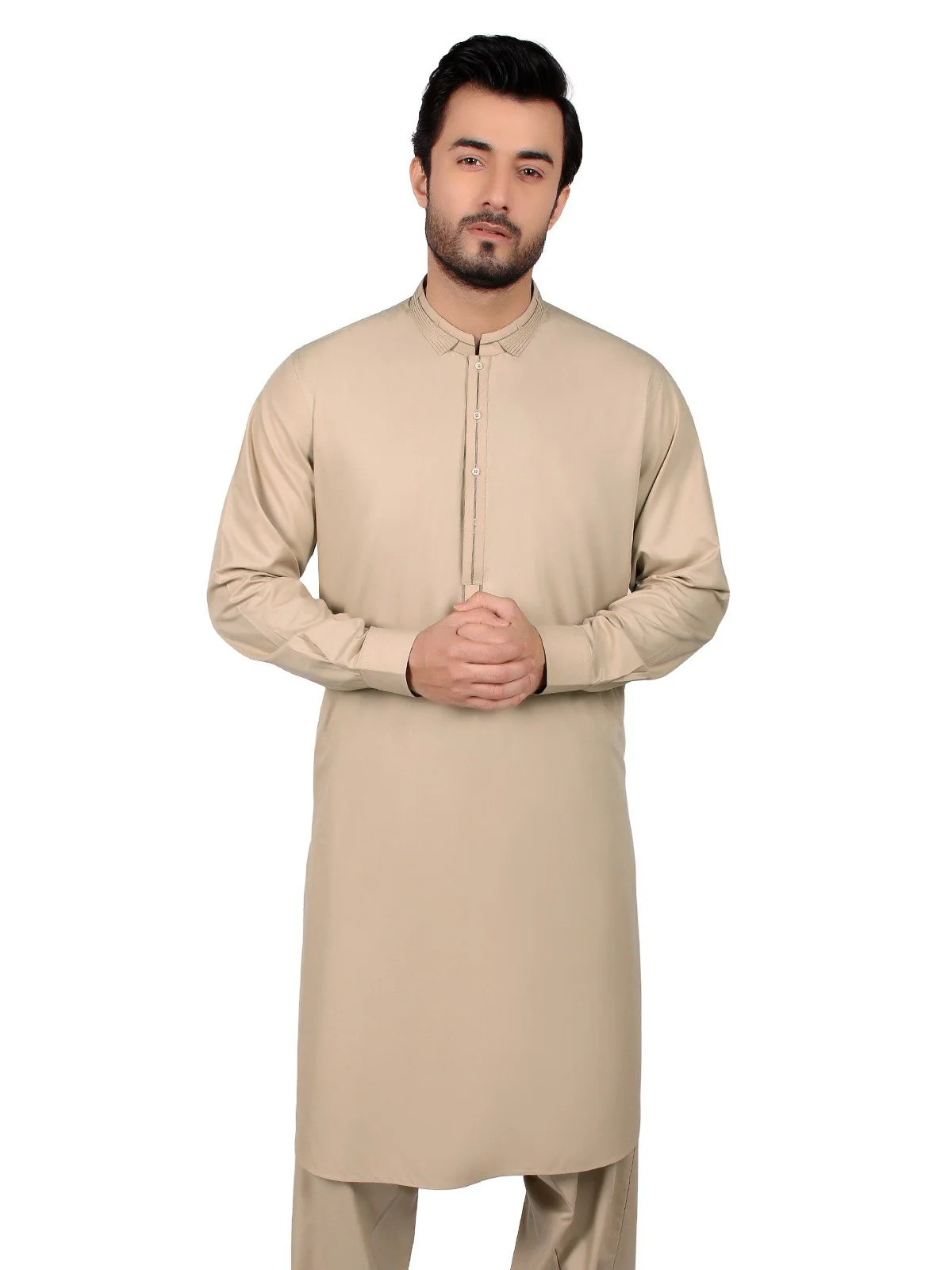 Men's Light Fawn Shalwar Kameez - EMTSW19S-9789 - Image 2
