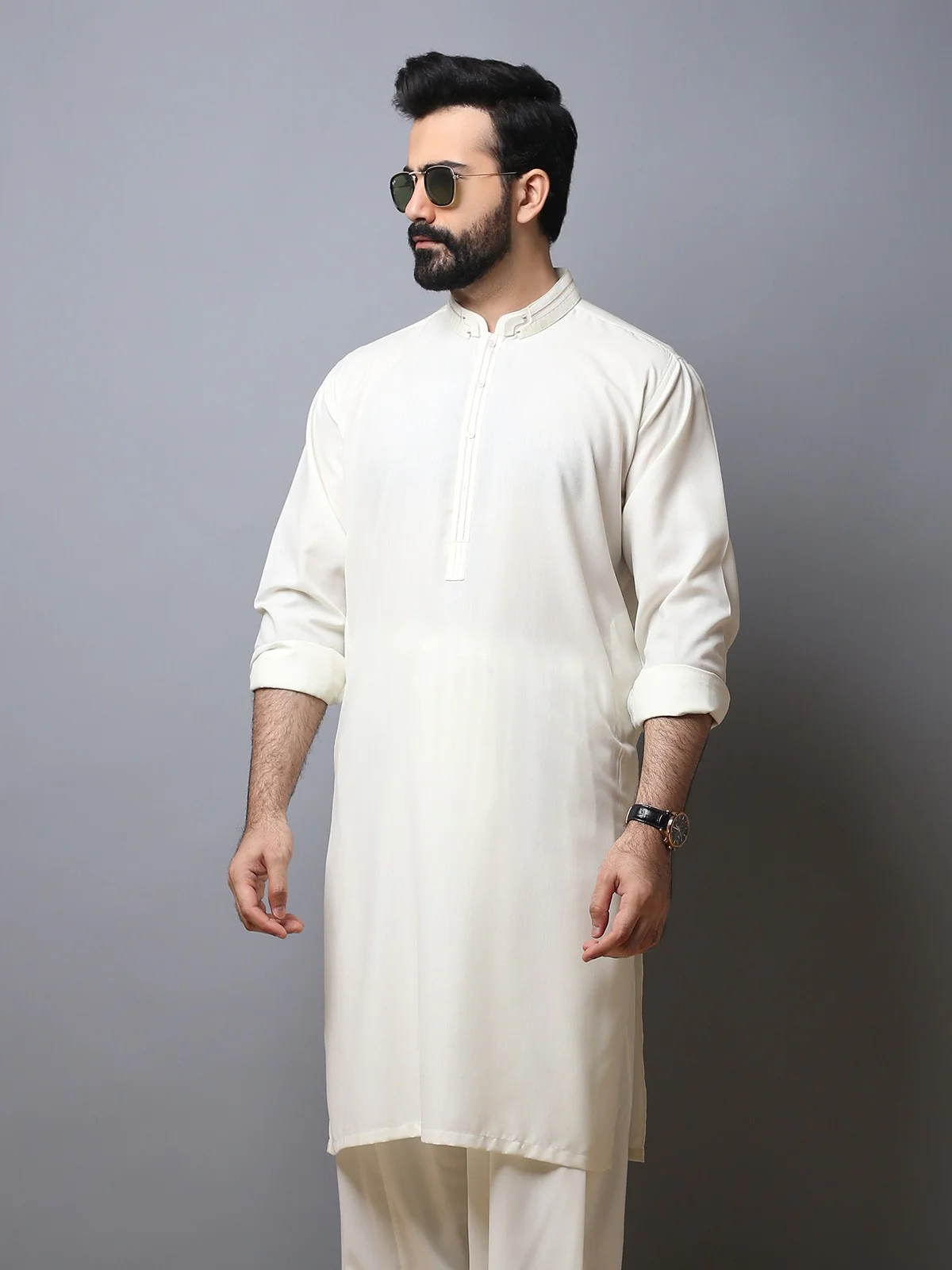 Men's Cream Shalwar Kameez - EMTSW19S-9800 - Image 2