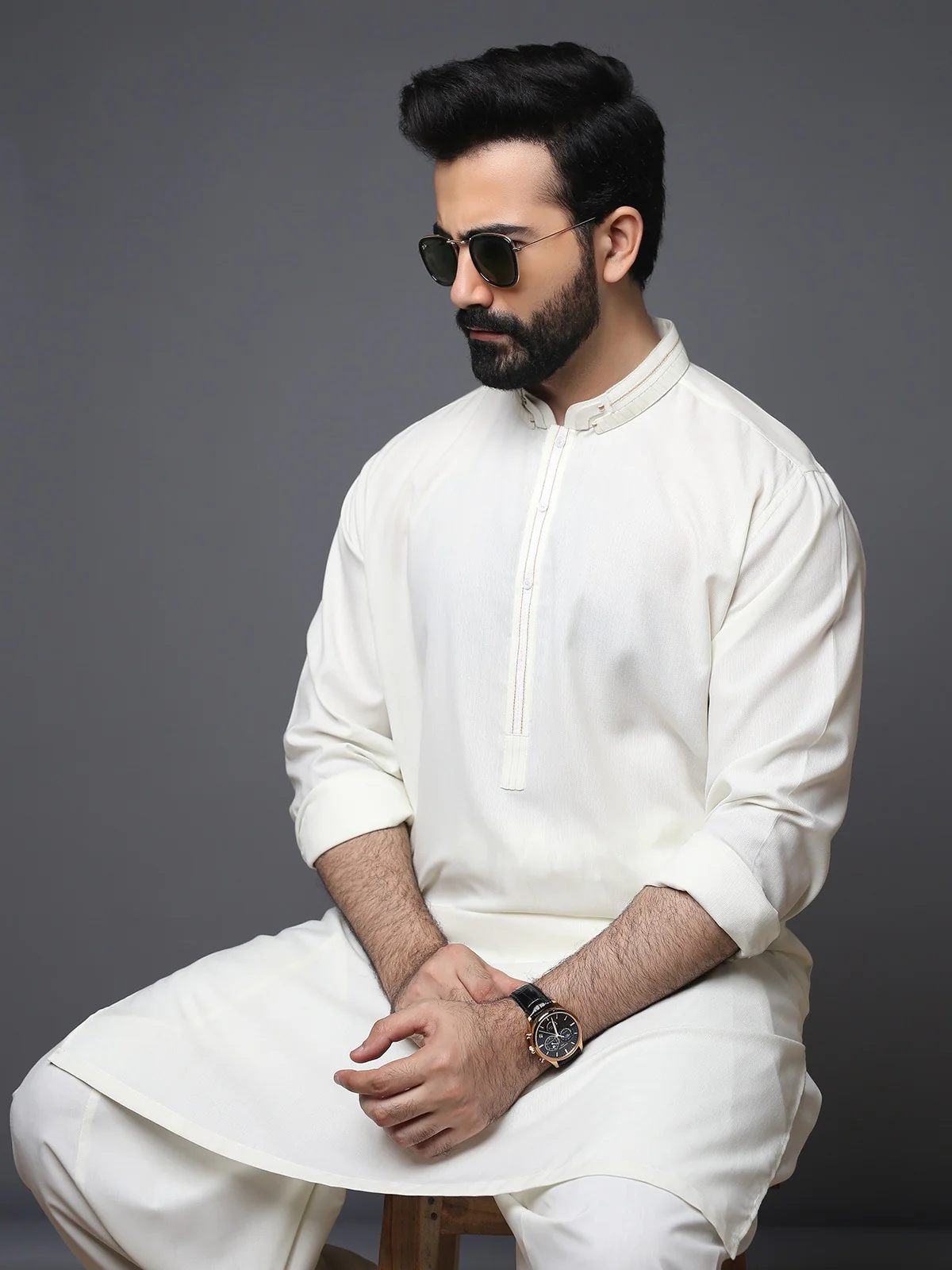 Men's Cream Shalwar Kameez - EMTSW19S-9800 - Image 3