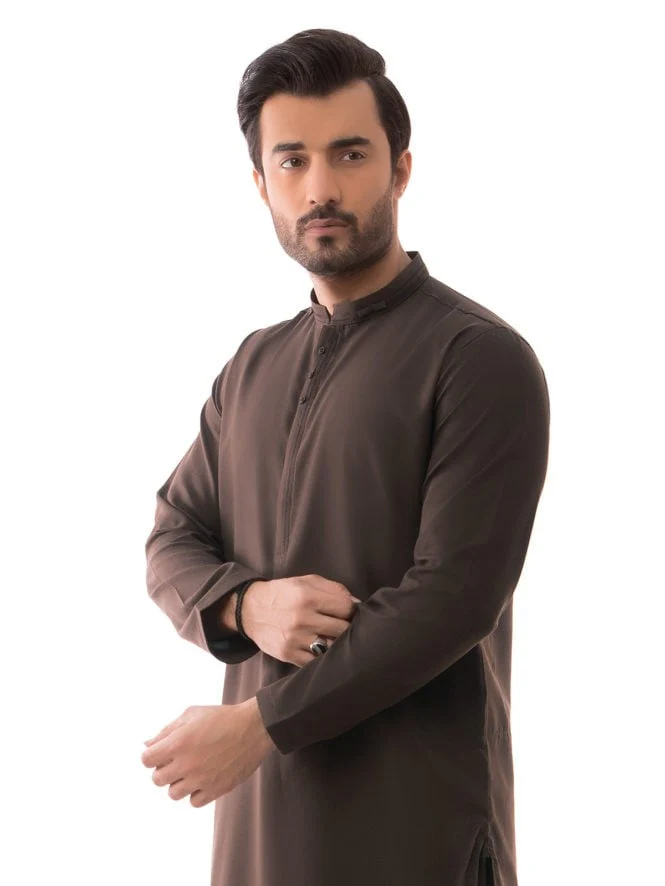 Men's Brown Shalwar Kameez - EMTSW19S-9839 - Image 2