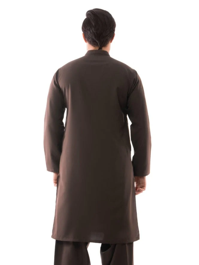 Men's Brown Shalwar Kameez - EMTSW19S-9839 - Image 3