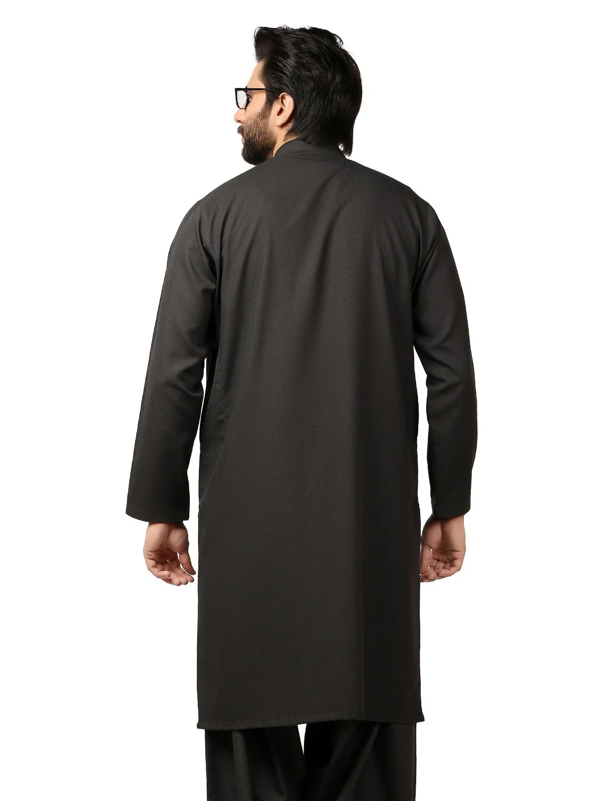Men's Charcoal Grey Shalwar Kameez - EMTSW19S-9840 - Image 3