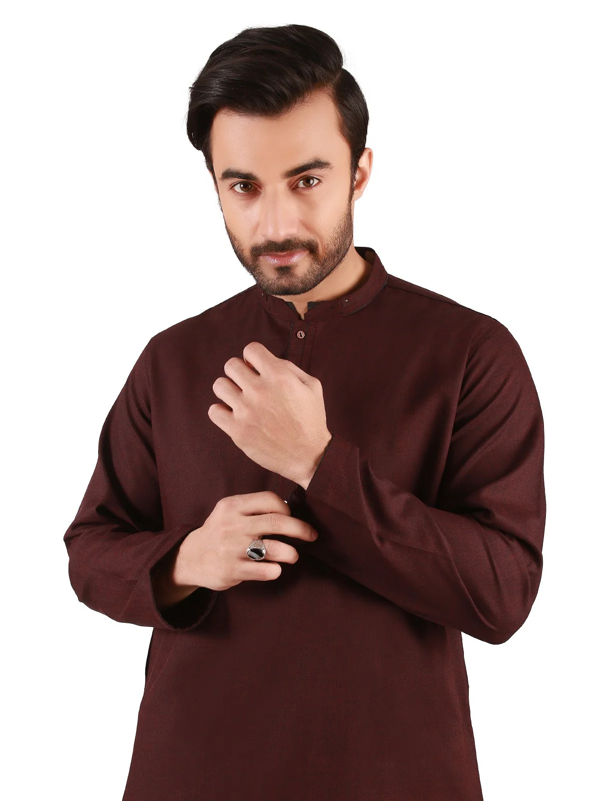 Men's Deep Burgundy Shalwar Kameez - EMTSW19S-9857 - Image 2