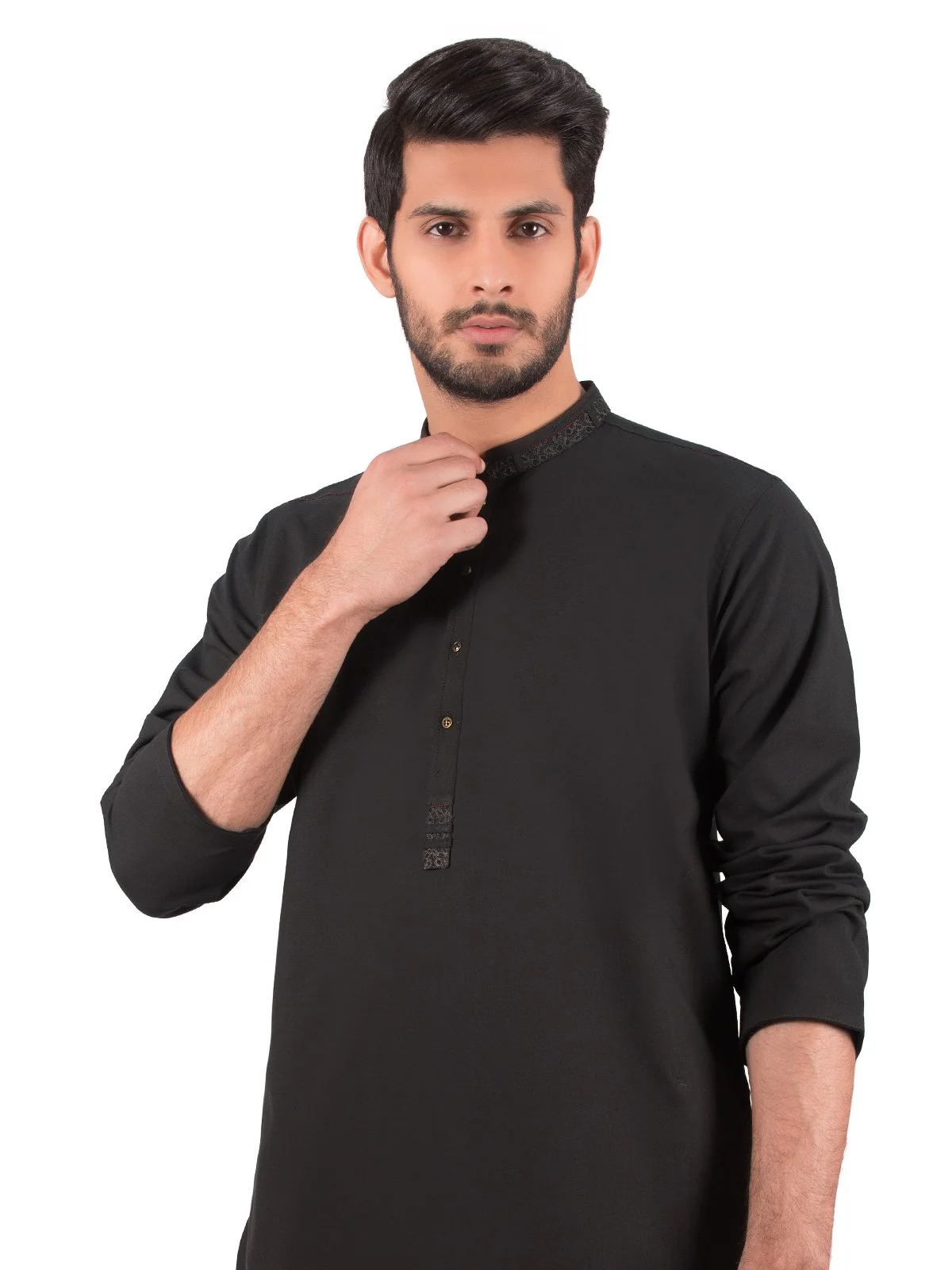 Men's Black Olive Shalwar Kameez - EMTSW19S-9860 - Image 2