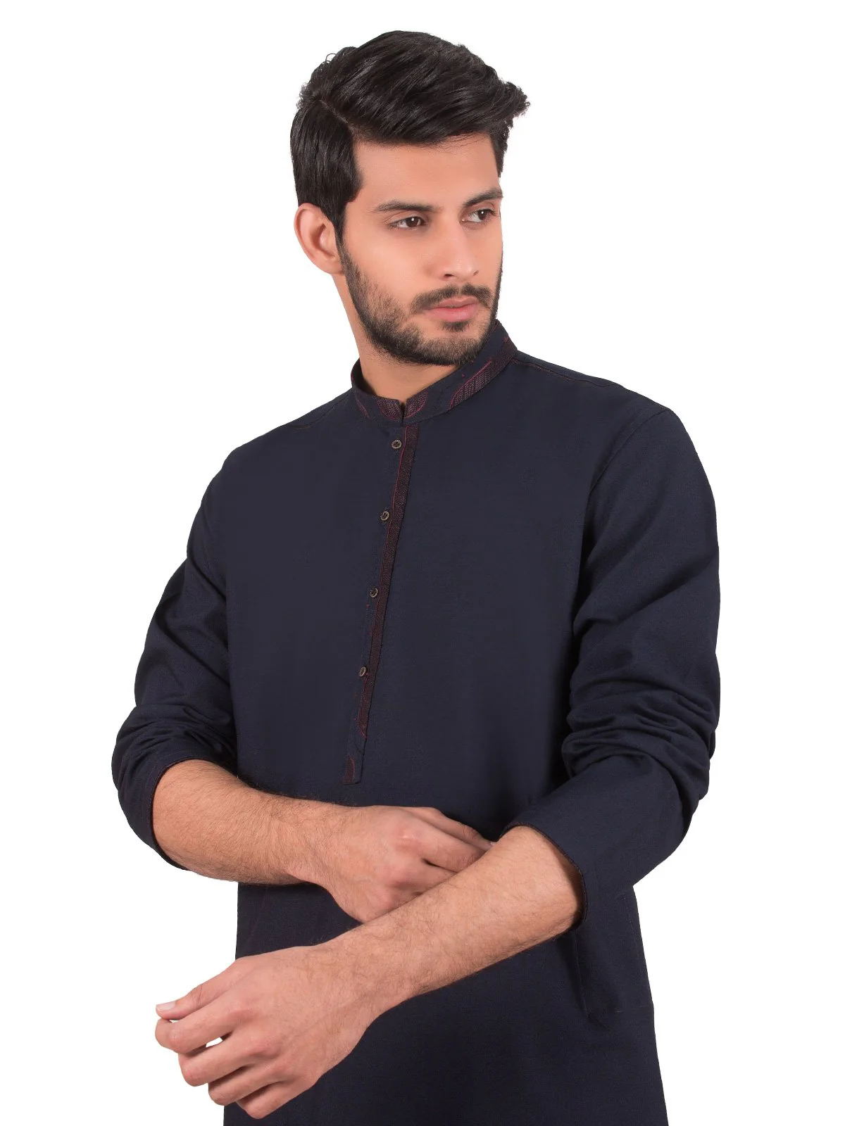Men's Navy Blue Shalwar Kameez - EMTSW19S-9864 - Image 2