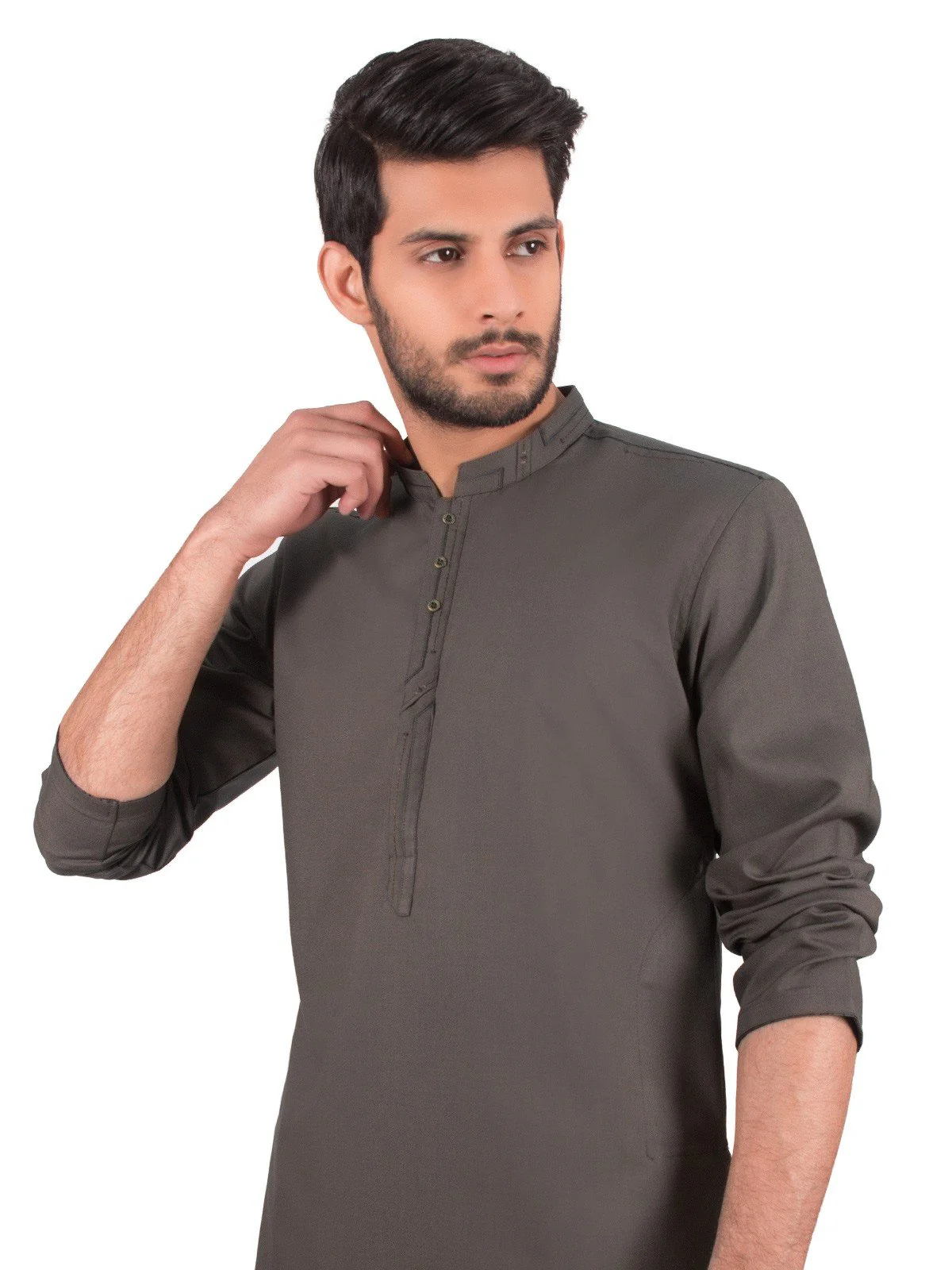 Men's Military Green Shalwar Kameez - EMTSW19S-9865 - Image 2