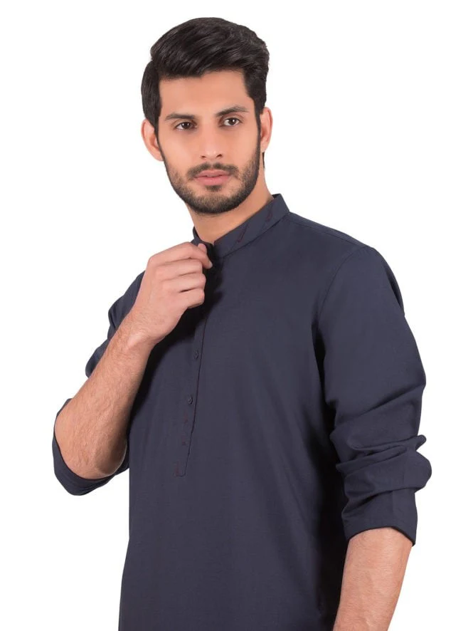 Men's Charcoal Shalwar Kameez - EMTSW19S-9866 - Image 3