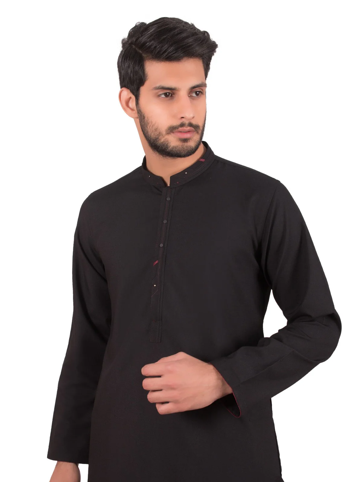 Men's Black Shalwar Kameez Tailored - EMTSW19W-9834 - Image 2