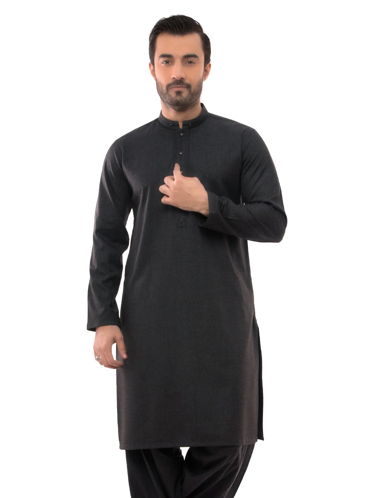 Men's Charcoal Shalwar Kameez - EMTSW19W-9854 - Image 2