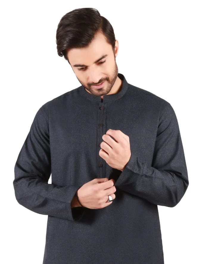 Men's Mid Night Blue Shalwar Kameez - EMTSW19W-9855 - Image 2