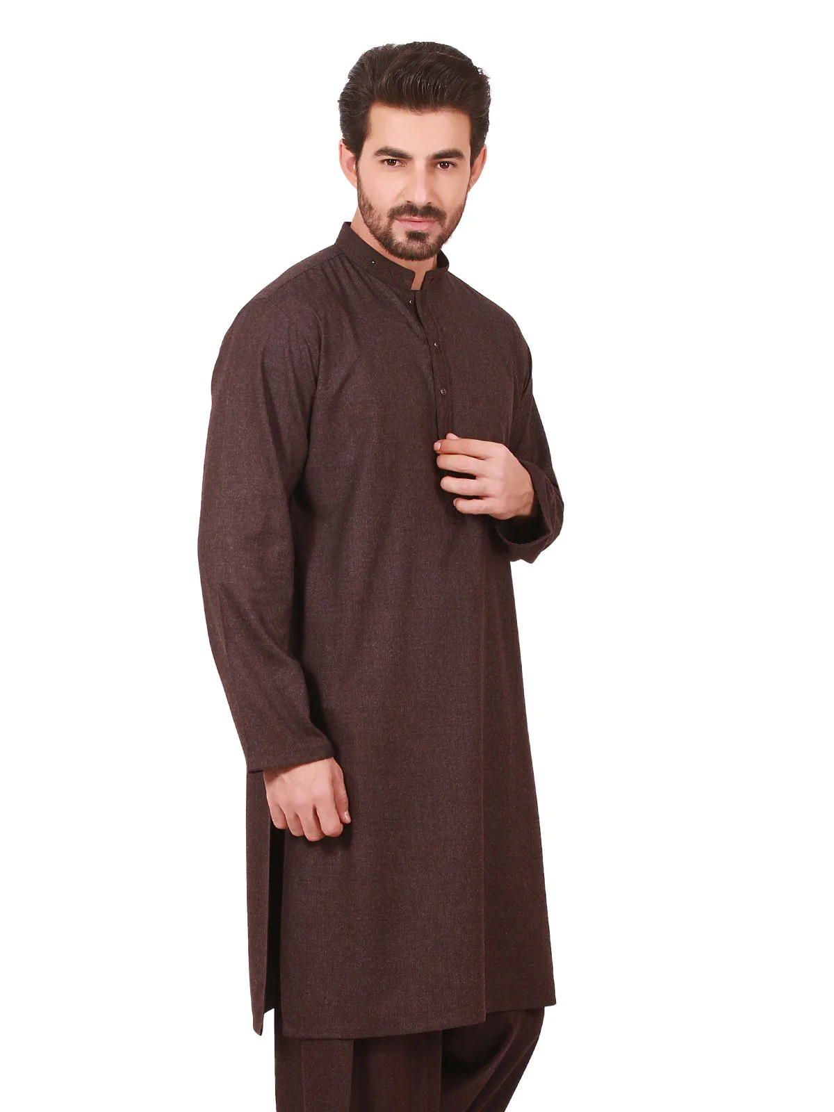 Men's Dark Plum Shalwar Kameez - EMTSW19W-9861