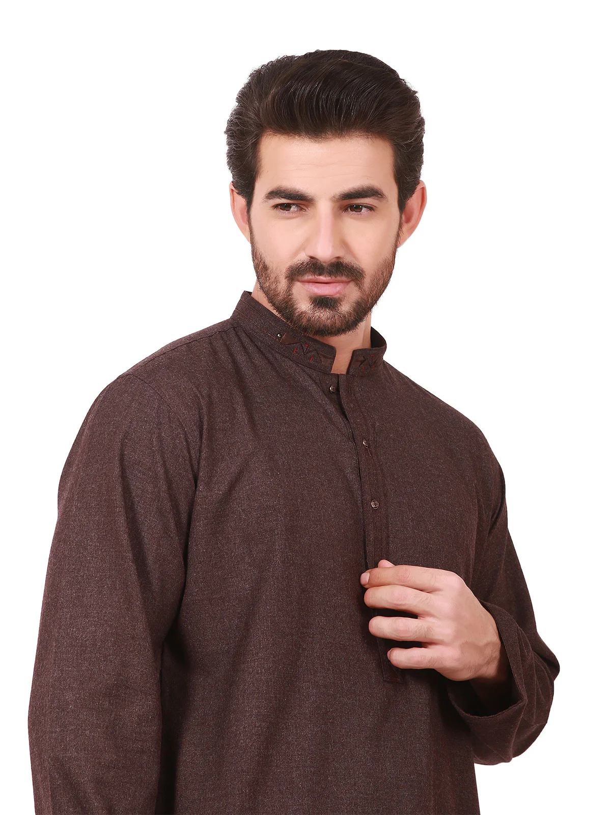 Men's Dark Plum Shalwar Kameez - EMTSW19W-9861 - Image 2