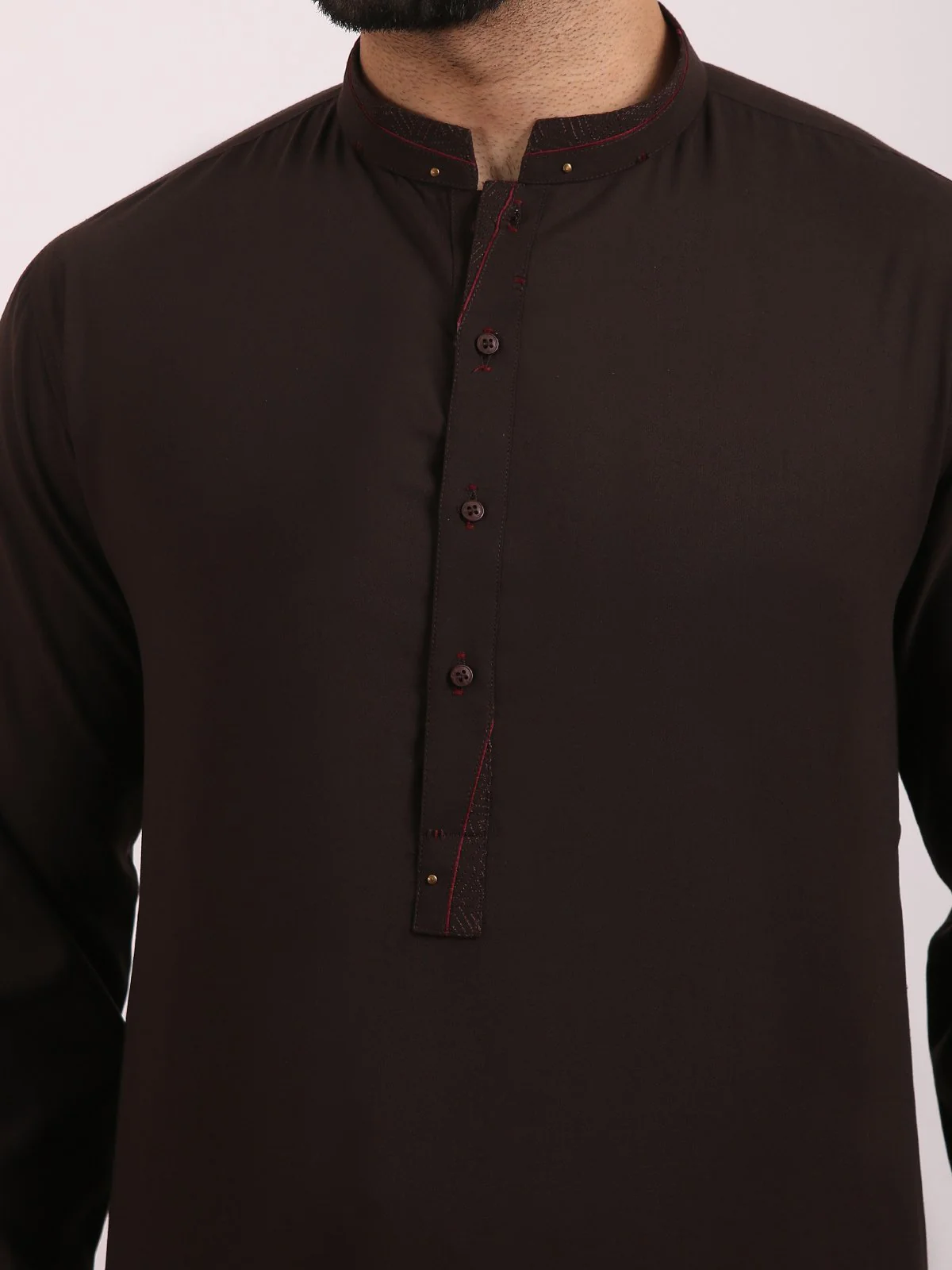 Men's Dark Brown Shalwar Kameez - EMTSW20S-9856 - Image 2