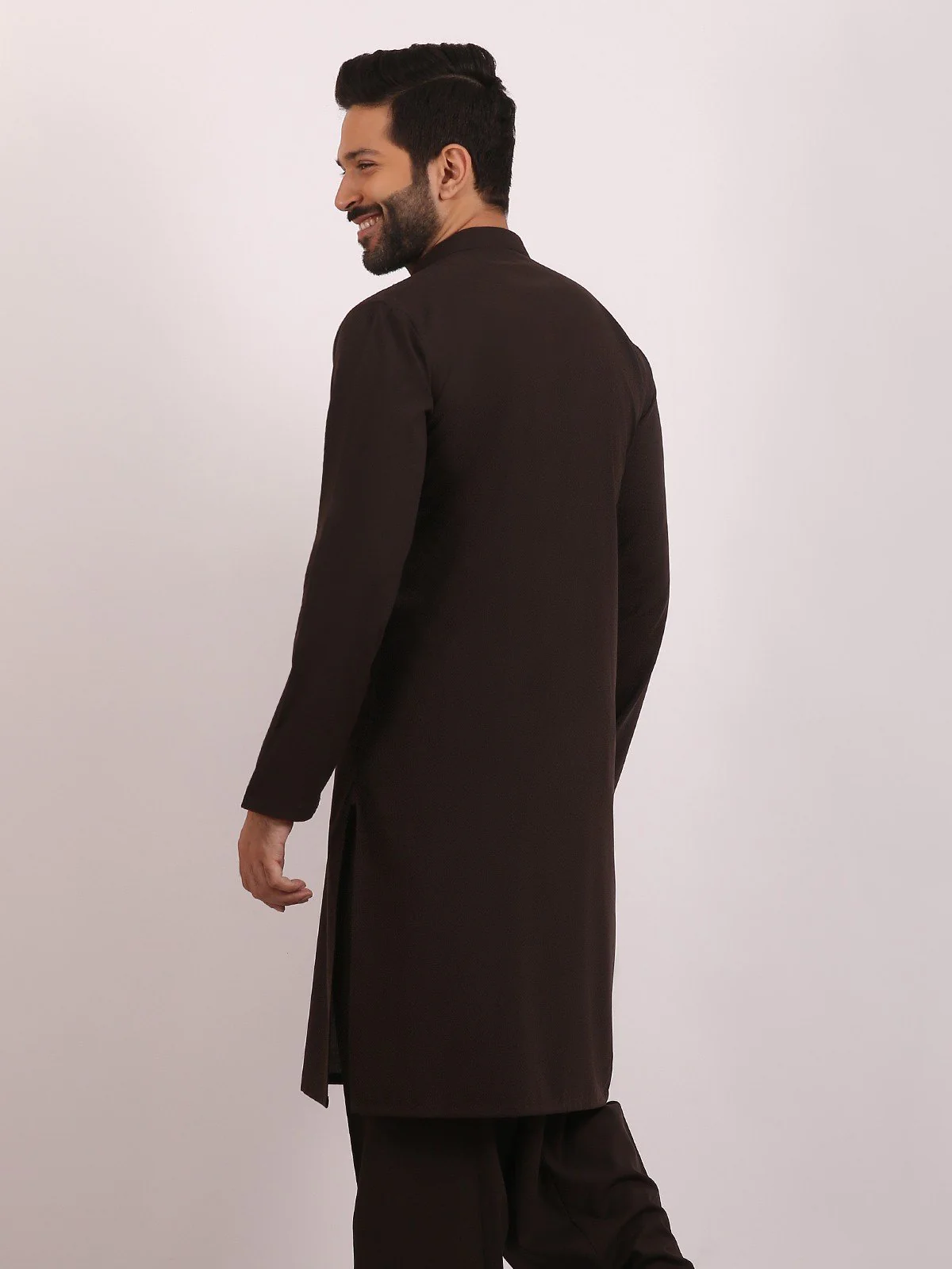 Men's Dark Brown Shalwar Kameez - EMTSW20S-9856 - Image 4