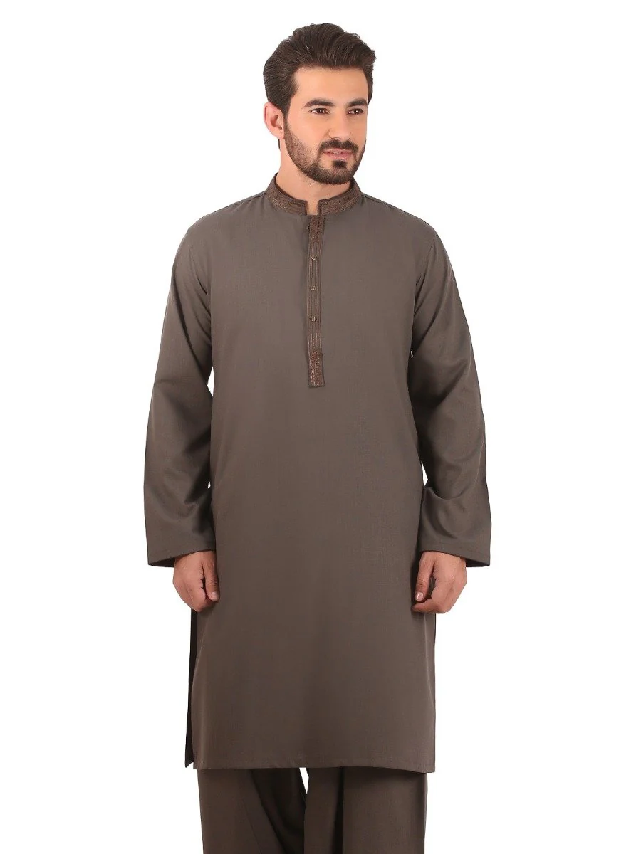 Men's Olive Green Shalwar Kameez - EMTSW20S-9862