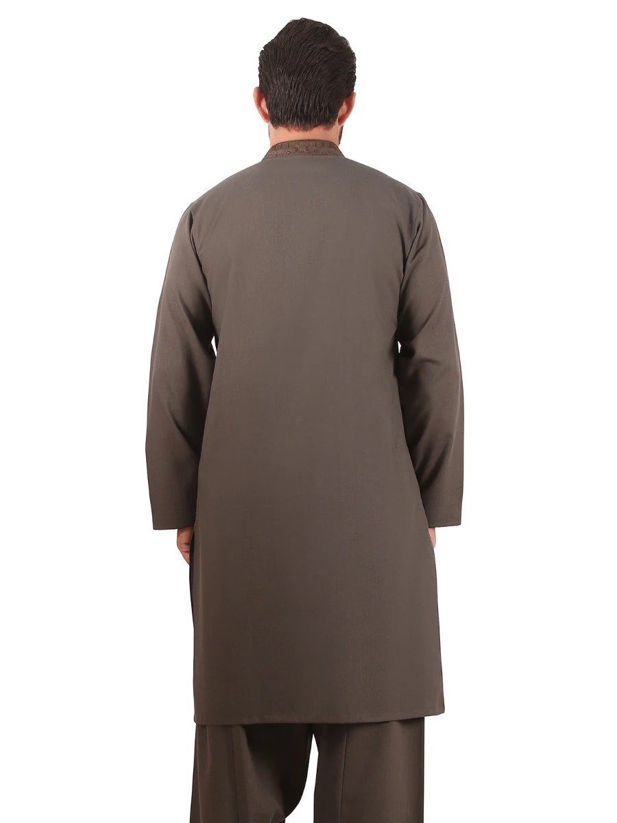 Men's Olive Green Shalwar Kameez - EMTSW20S-9862 - Image 3
