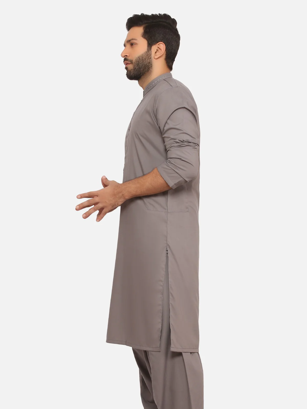 Men's Grey Shalwar Kameez - EMTSW20S-9878 - Image 4