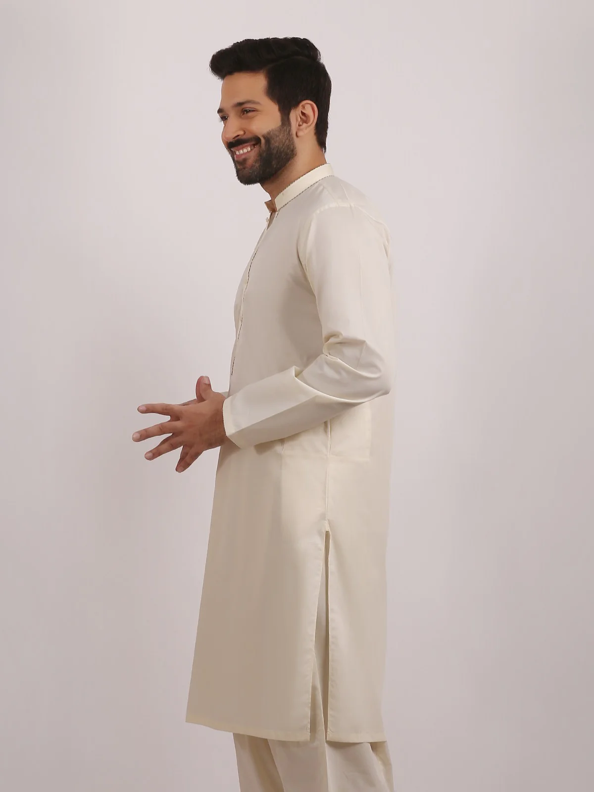 Men's Cream Shalwar Kameez - EMTSW20S-9883 - Image 3