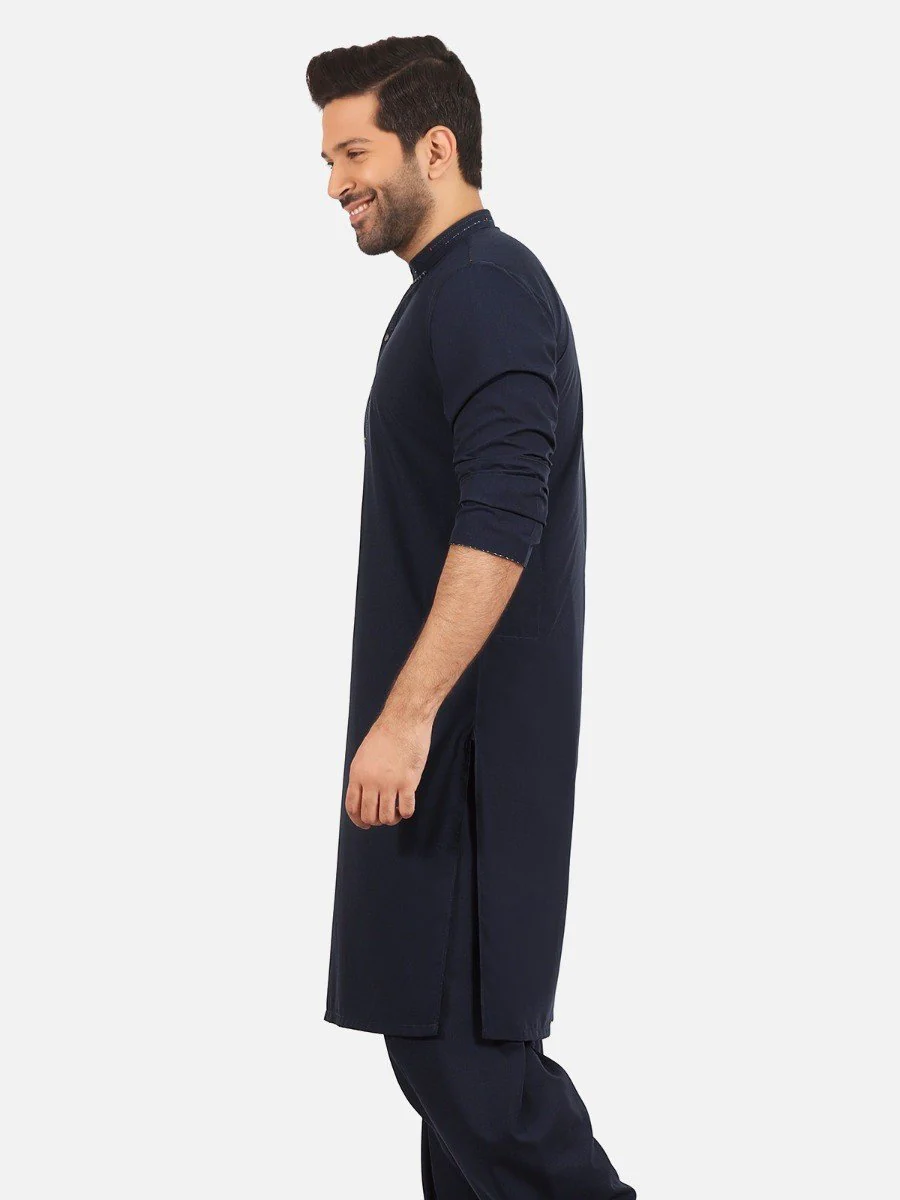 Men's Navy Blue Shalwar Kameez - EMTSW20S-9887 - Image 2
