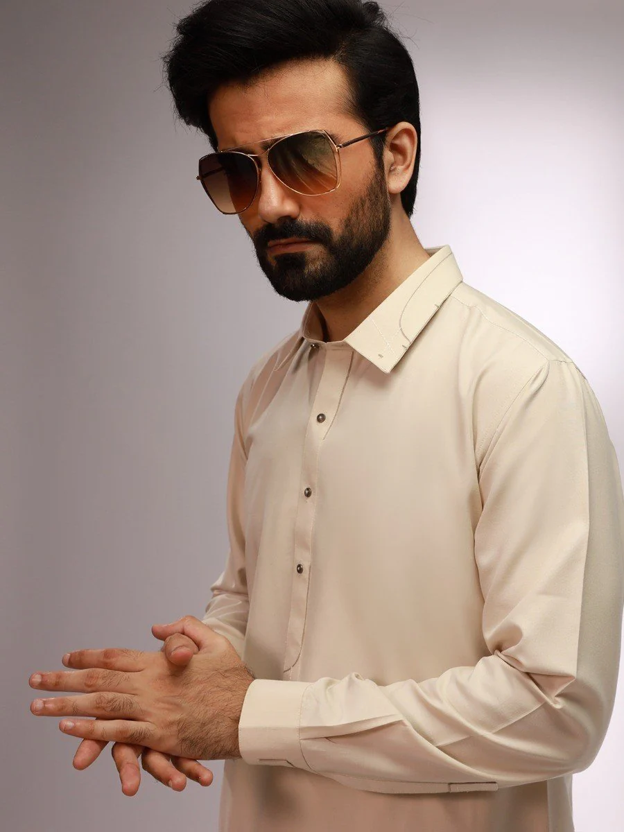 Men's Oatmeal Shalwar Kameez - EMTSW20S-99013 - Image 2