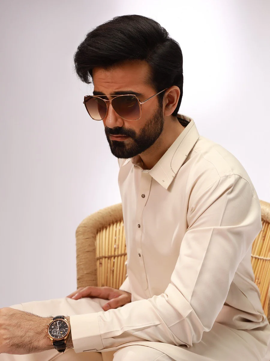 Men's Oatmeal Shalwar Kameez - EMTSW20S-99013 - Image 3