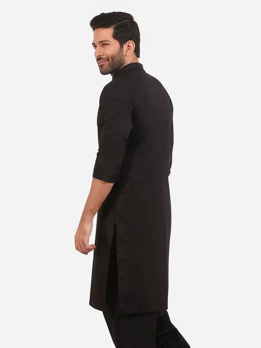 Men's Black Shalwar Kameez - EMTSW20S-99014 - Image 4