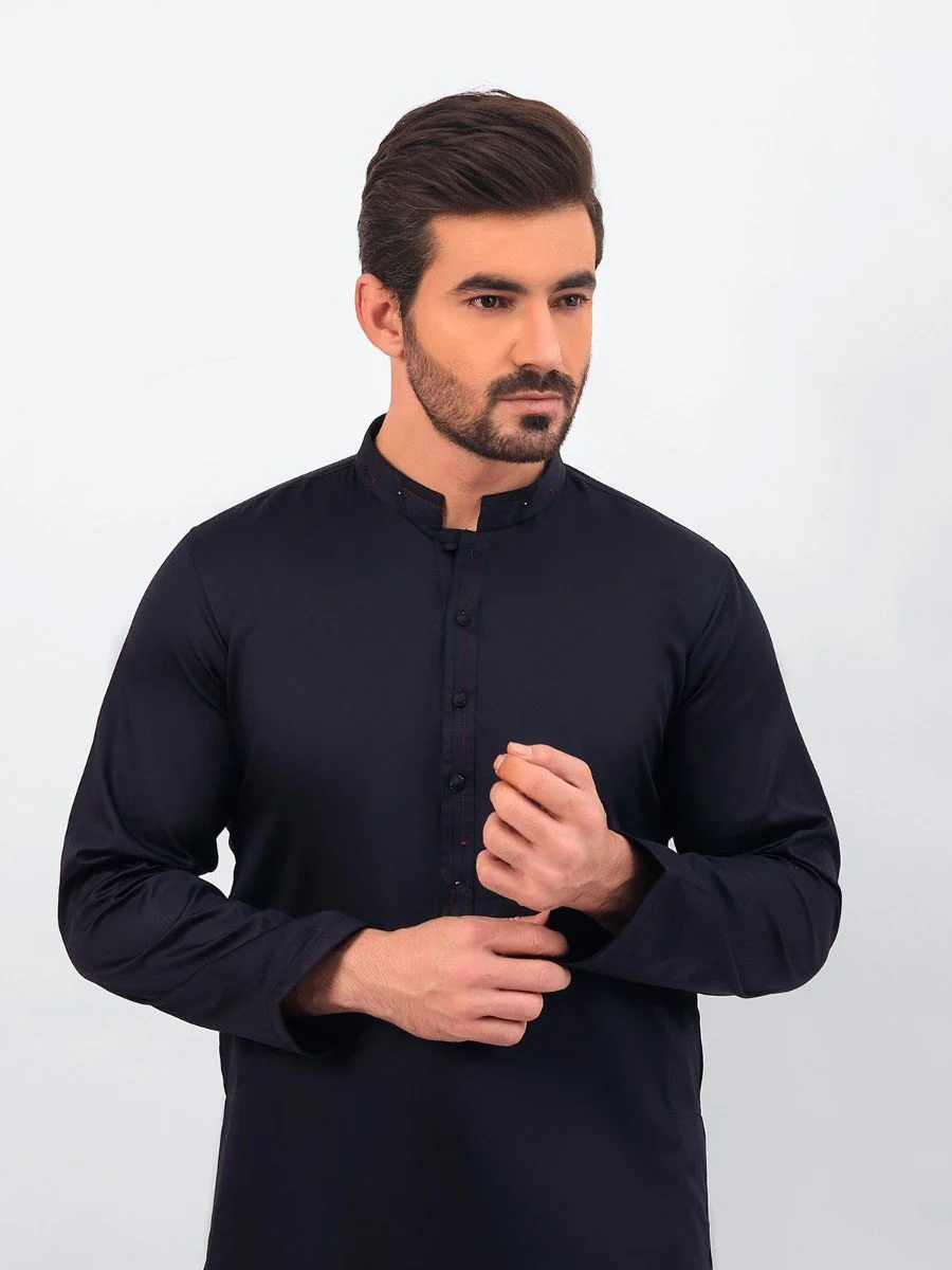 Men's Navy Blue Shalwar Kameez - EMTSW20S-99015 - Image 2