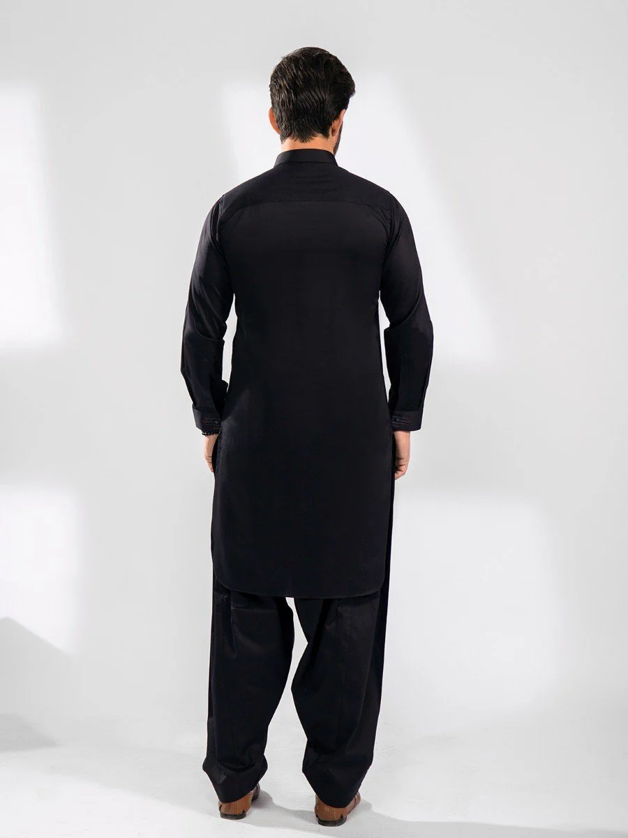 Men's Black Shalwar Kameez - EMTSW20S-99016 - Image 4