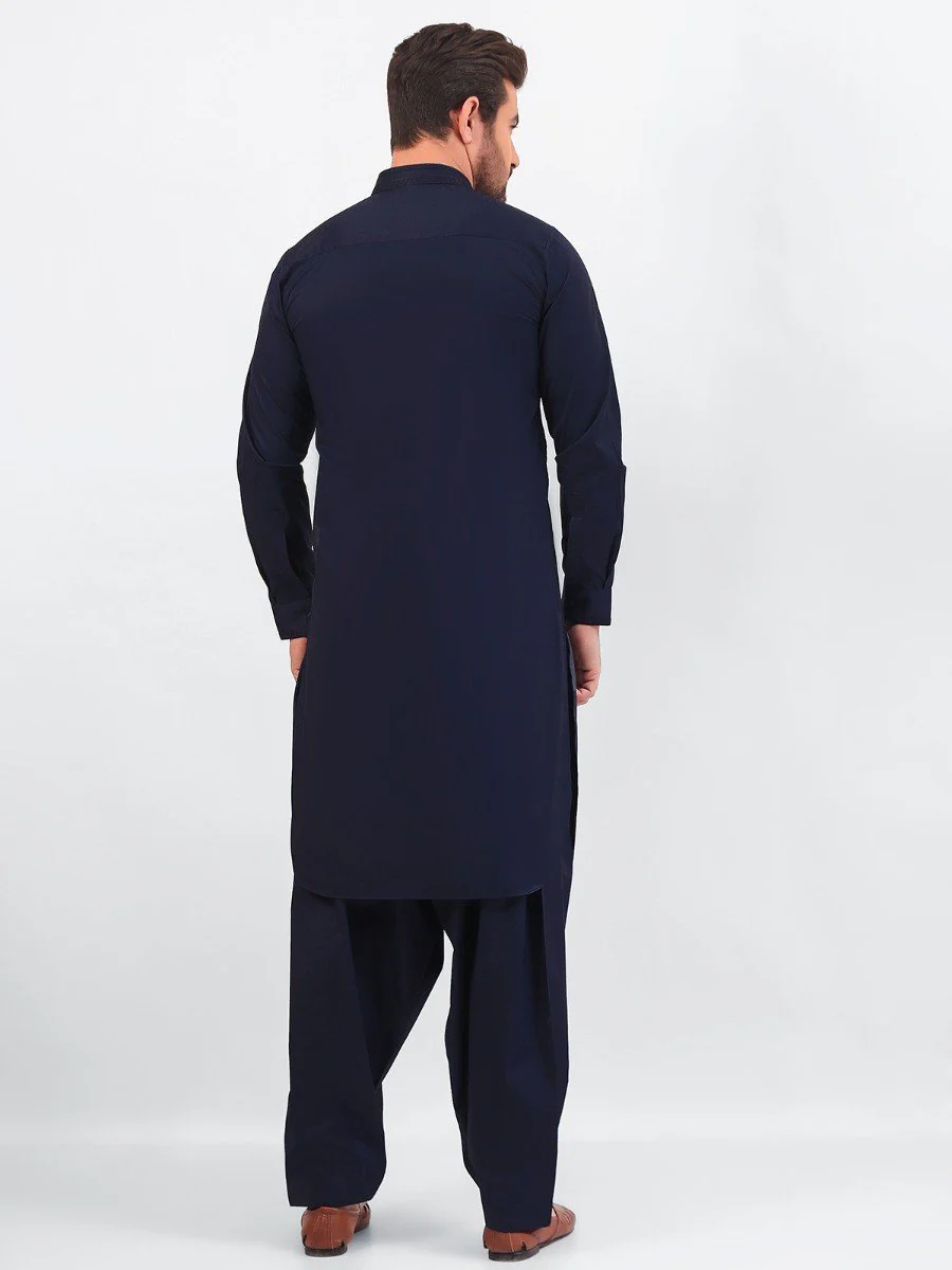 Men's Navy Blue Shalwar Kameez - EMTSW20S-99020 - Image 4