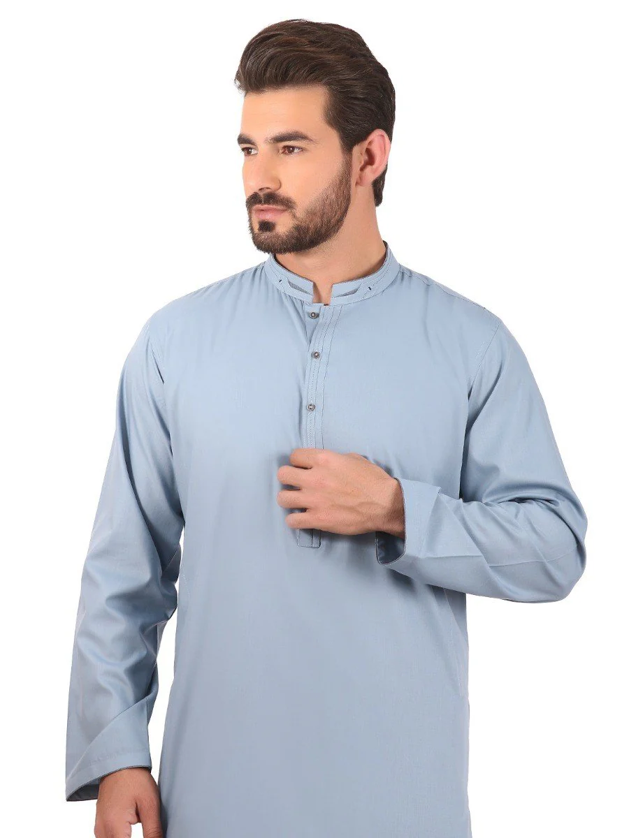 Men's Light Blue Shalwar Kameez - EMTSW20S-9848 - Image 2