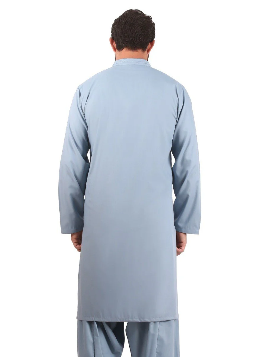 Men's Light Blue Shalwar Kameez - EMTSW20S-9848 - Image 3