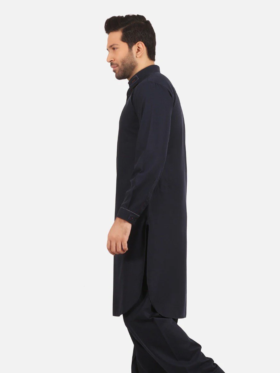 Men's Navy Shalwar Kameez - EMTSW20W-99003 - Image 2
