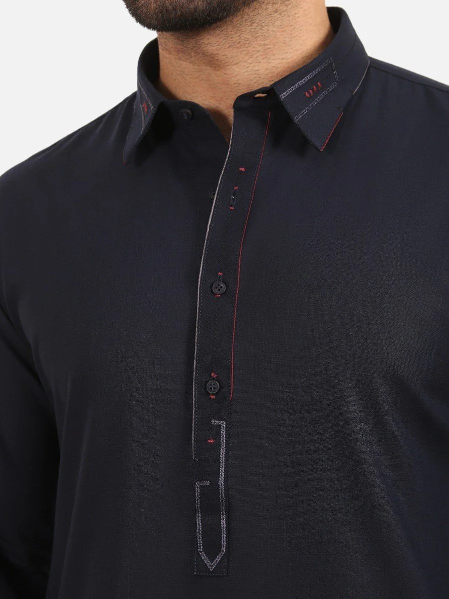 Men's Navy Shalwar Kameez - EMTSW20W-99003 - Image 3