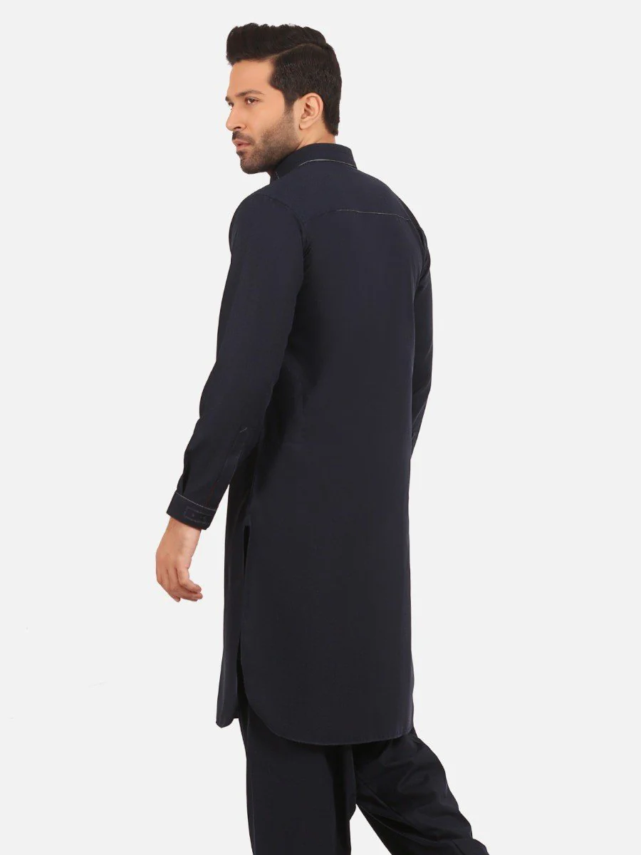 Men's Navy Shalwar Kameez - EMTSW20W-99003 - Image 4