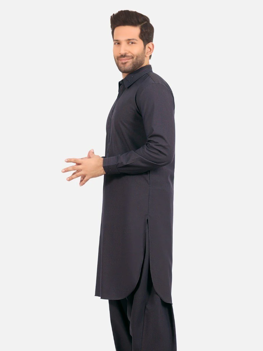 Men's Black Olive Shalwar Kameez - EMTSW20W-99006 - Image 2