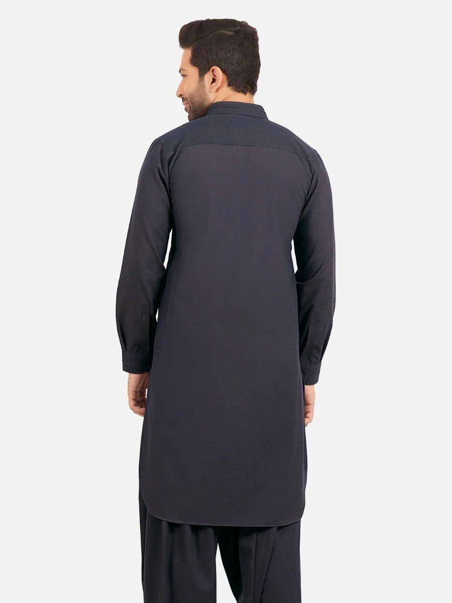 Men's Black Olive Shalwar Kameez - EMTSW20W-99006 - Image 4