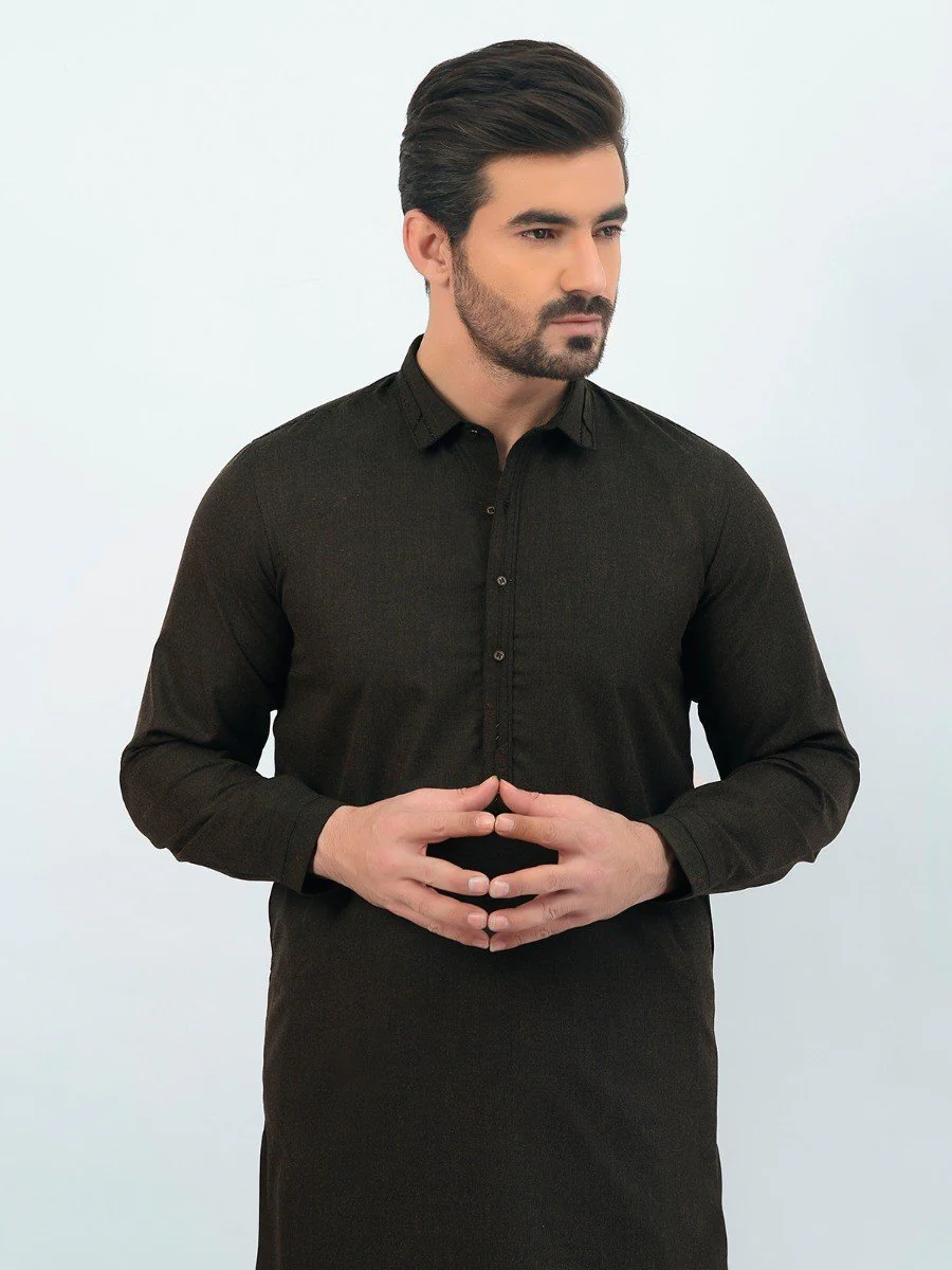 Men's Moss Green Shalwar Kameez - EMTSW20W-99019 - Image 2