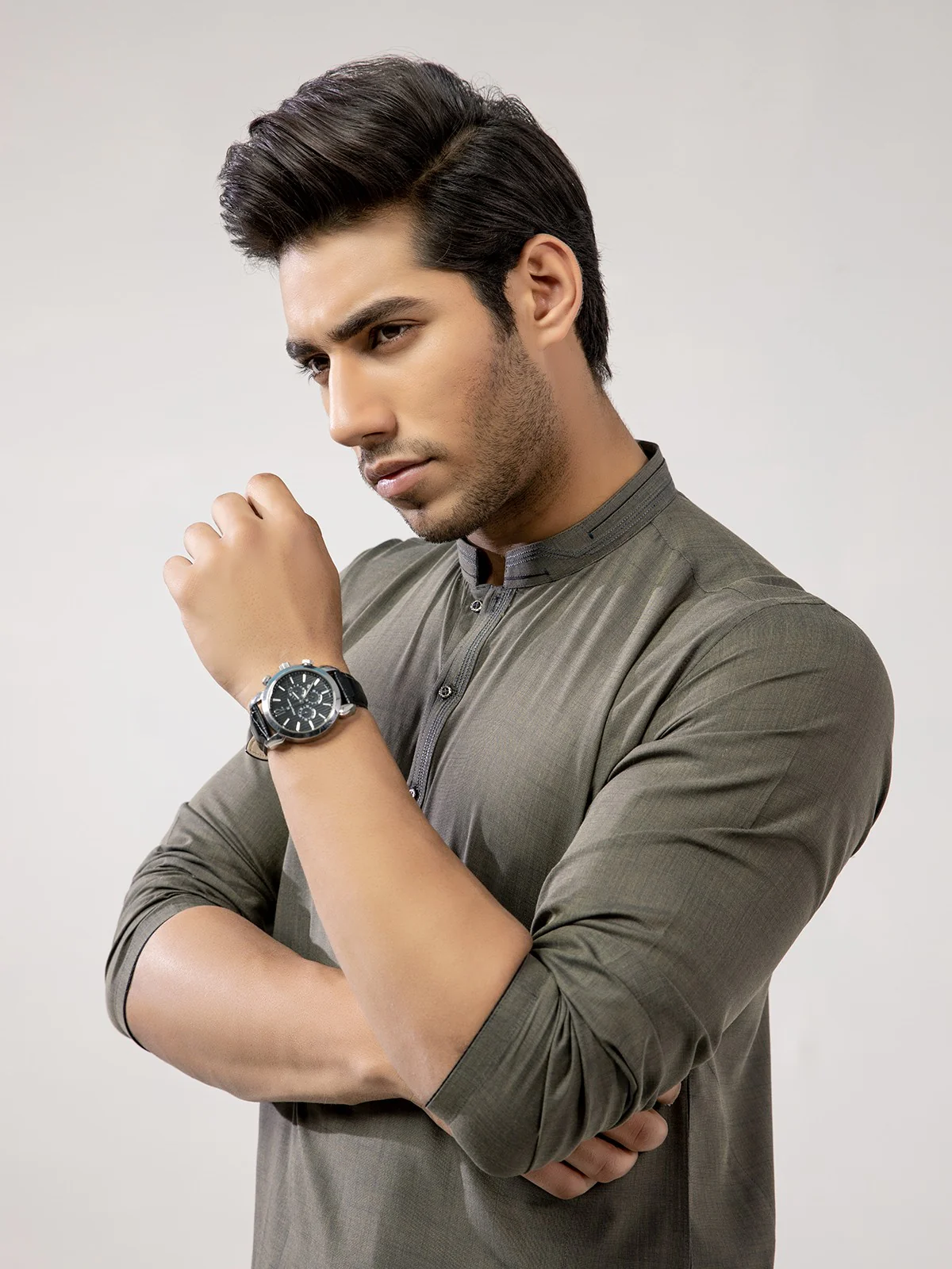 Men's Moss Green Shalwar Kameez - EMTSW21S-99022 - Image 3