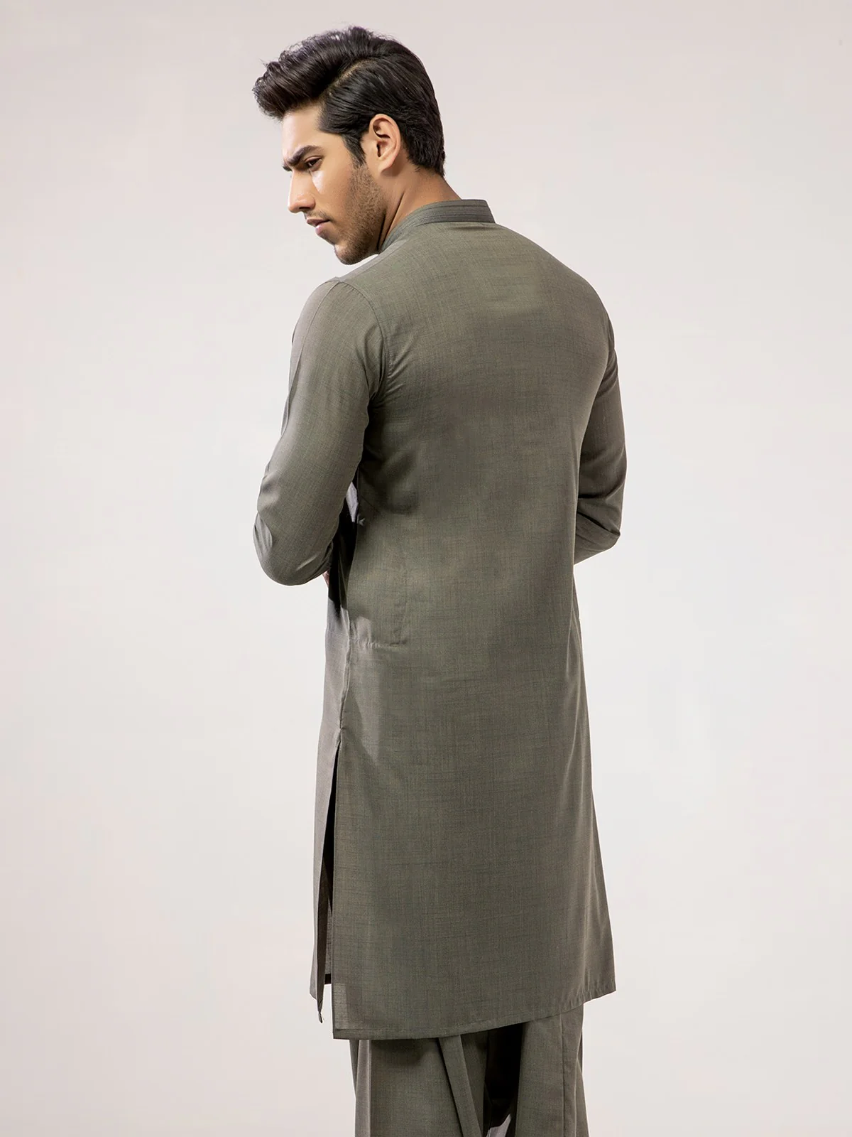 Men's Moss Green Shalwar Kameez - EMTSW21S-99022 - Image 4